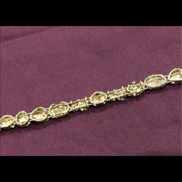 Vtg Slide Bracelet, Rhinestone Gold Plated Slide - Picture 12 of 15
